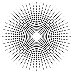 Abstract Circular Dot Pattern  Hypnotic Geometric Optical Illusion with Radiating Lines and Symmetrical Design . Minimalist Black and White Radial Halftone Background for Art, Science, or Meditation