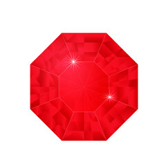 Luxury gemstone on white background, colorful ruby, red diamond