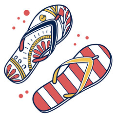 Colorful flip flops sandals icon vector art