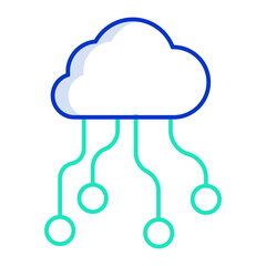 cloud server outline color icon design