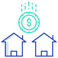 home money investment outline color icon design