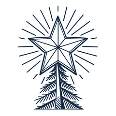 Christmas tree top star icon minimal vector