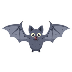 Cartoon Bat with Wide Eyes and Spread Wings.
