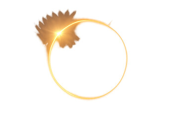 Golden light ring creating solar eclipse abstract