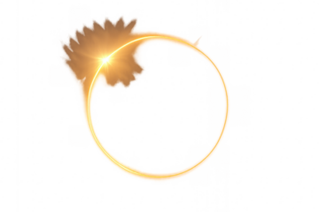 Golden light ring creating solar eclipse abstract