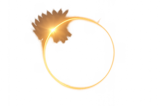 Golden light ring creating solar eclipse abstract