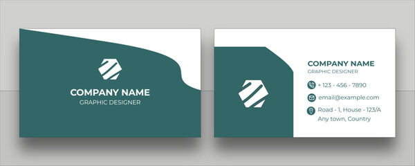 Modern Elegant Teal Business Card design. white space modern business Card. Professional mint business card template