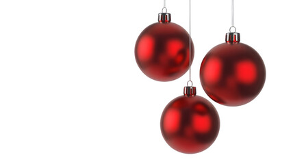 Red Christmas Ornaments on White Background