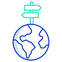global address outline color icon design