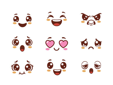 Cartoon Face Expression Vector Collection
