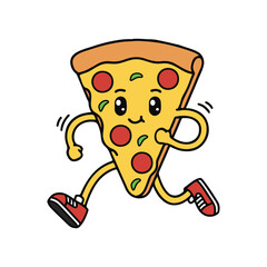 Running Pizza Slice Vector Illustration