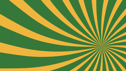 Dynamic green and golden starburst background with energetic radial rays, ideal for nature themes, festival banners, or eye-catching abstract designs. 3