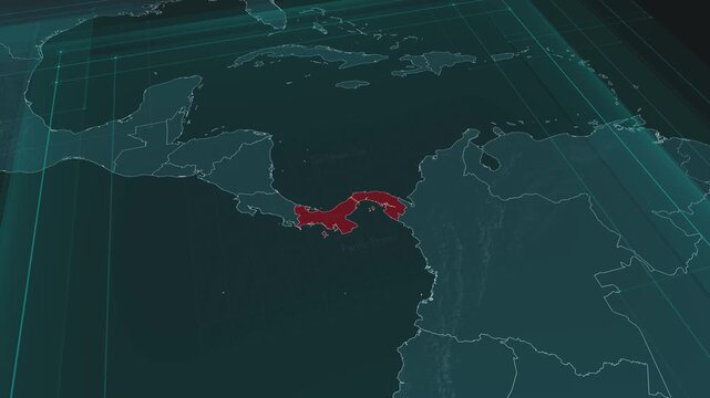 Zoom in to the map of Panama Canal with text, textless