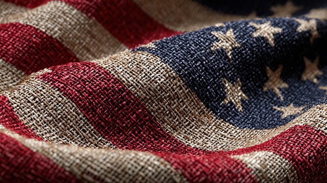 High-Resolution Woven American Flag Texture for Seamless Backgrounds