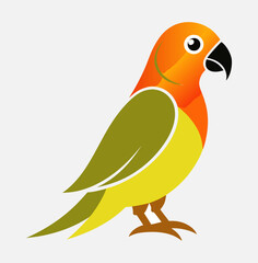 Sun Conure Bird — Colorful Minimalist Cartoon Vector Illustration