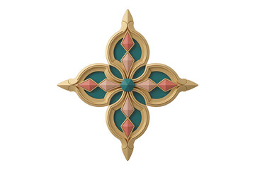 Obraz premium Ornate, quatrefoil architectural molding featuring teal, pink, and gold colors.