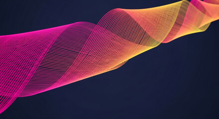 Dynamic flowing abstract ribbon of vibrant pink and yellow energy creating a modern, elegant, and captivating visual for cutting edge technology and creative design projects.