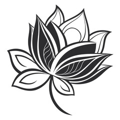 Black abstract lotus flower graphic design black and white