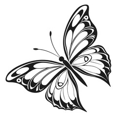 Black abstract butterfly wings graphic design white