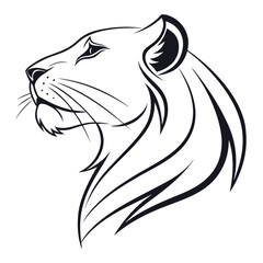 Black and white lioness head monoline logo animal wildlife