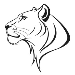 Black lion head profile graphic design animal wild