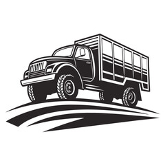 Black truck silhouette on abstract white background