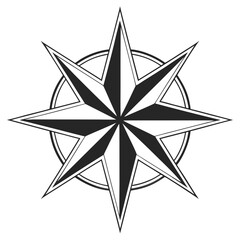 Obraz premium Black eight pointed starburst geometric shape on white 1