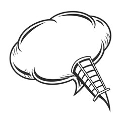 Black speech bubble outline on white background vector