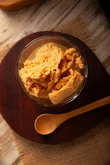 Chongos Zamoranos. A Mexican dessert made from curdled milk prepared with syrup and cinnamon, it has a consistency similar to that of a soft, sweet cheese. They are homemade and also available canned.
