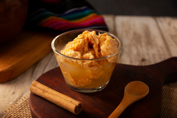 Chongos Zamoranos. A Mexican dessert made from curdled milk prepared with syrup and cinnamon, it has a consistency similar to that of a soft, sweet cheese. They are homemade and also available canned.