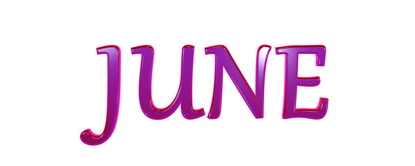 June Neon Pink Text Lettering Isolated On PNG Background