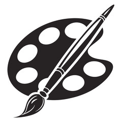 Black paintbrush and palette graphic logo artist artistic