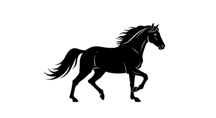 Majestic black horse galloping gracefully across open field majestic animal silhouette dynamic movement power and freedom concept vector