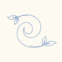 Fototapeta premium Elegant Spiral Design with Leaf Accents on a Minimalist Light