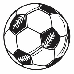 Black and white soccer ball graphic with stitched panels