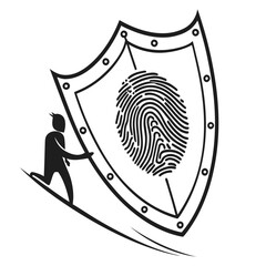 Black fingerprint security shield with running figure