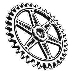 Black gear with digital pixel effect on white background 1