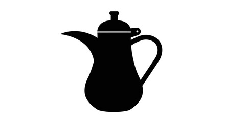 Silhouette of a traditional arabic dallah coffee pot ideal for cultural presentations and islamic decor vector