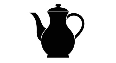 Elegant black silhouette of a vintage coffee pot with spout handle and lid for serving hot beverages vector