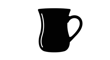 Isolated silhouette of a black ceramic mug with a handle for hot beverages perfect for coffee or tea vector