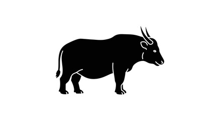 Powerful silhouette of a black bull standing majestic and strong symbolizing power strength and agriculture livestock vector © Hridoy