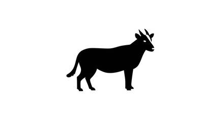 Majestic silhouette of an oryx antelope standing gracefully isolated on a clean white canvas vector