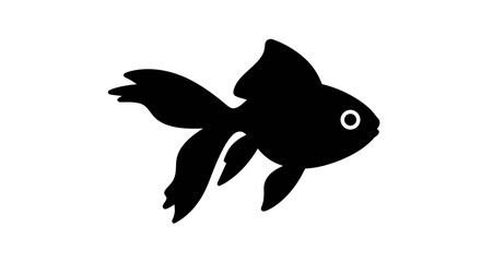 Whimsical black goldfish silhouette with textured detail elegant aquatic animal icon simple marine life concept vector