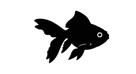 Simple silhouette of a black goldfish with a single white eye floating gracefully in clear water vector