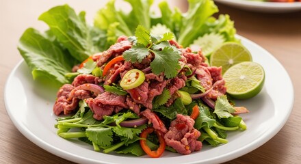 Fresh beef salad with lime dressing