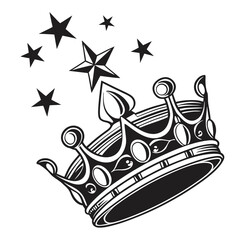 Black crown with stars graphic white symbol