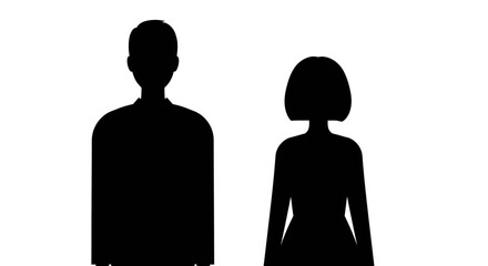 Human couple silhouettes together side by side representing partnership unity and gender diversity in a clean graphic style vector