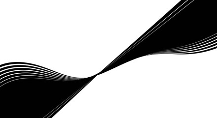 Abstract black swirling lines creating a dynamic flowing curve across a clean white canvas vector