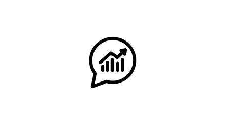 Business growth chart inside speech bubble symbolizing financial success and positive economic trends discussed online vector