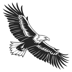 Black eagle in flight abstract graphic bird flying